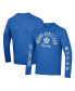 Фото #1 товара Men's Heather Blue Distressed Toronto Maple Leafs Multi-Logo Tri-Blend Long Sleeve T-shirt