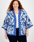 ფოტო #1 პროდუქტის Plus Size Belinda Border Reversible Kimono, Created for Macy's