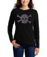 ფოტო #1 პროდუქტის Women's Long Sleeve Word Art XOXO Skull T-shirt