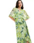 Фото #2 товара Hope & Ivy ruffle wrap maxi dress in green floral