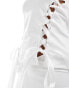 Lioness racer neck lace up bow detail top co-ord in white