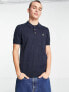 Lyle & Scott Archive cable knit polo shirt in navy