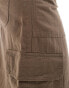 Фото #3 товара ONLY linen mix midi cargo skirt co-ord in washed brown