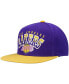 Men's Purple and Gold Los Angeles Lakers Hardwood Classics Gradient Wordmark Snapback Hat