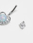 Kingsley Ryan opal heart belly bar in sterling silver