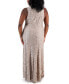 ფოტო #2 პროდუქტის Plus Size Lace Sequin Cascade Ruffle Dress