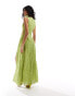 Style Cheat maxi dress with shoulder corsage in lime print