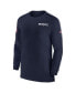 ფოტო #3 პროდუქტის Men's Navy New England Patriots Sideline Coach UV Performance Long Sleeve T-Shirt