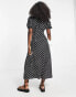 ASOS DESIGN button front midi shirt tea dress in mono spot