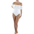 Фото #1 товара Lauren Ralph Lauren Crochet Ruffle Off-The-Shoulder One-Piece Swimsuit White 8