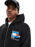 Tommy Jeans graffiti regular zip through hoodie in black