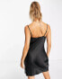 & Other Stories satin slip mini dress in black