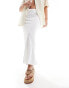 ASOS DESIGN linen look tie waist bias midi skirt in white