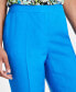 Petite Linen-Blend Mid Rise Straight-Leg Zip-Front Pants