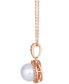 ფოტო #2 პროდუქტის Vanilla Pearl (9mm) & Nude Diamond (1/3 ct. t.w.) Halo Pendant Necklace in 14k Rose Gold, Adjustable length to 20"