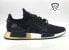 Фото #1 товара Adidas NMD V2 Core Black Gold Metallic Youth Size 7 Classic Running Shoes FW8048