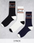 Фото #1 товара Paul Smith 3 pack sporty style socks in black and white