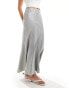 Фото #4 товара Weekday Paige mermaid fit satin maxi skirt in grey