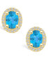 ფოტო #3 პროდუქტის Topaz (3-1/5 ct. t.w.) and Diamond (3/8 ct. t.w.) Halo Stud Earrings in 14K Yellow Gold