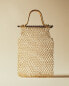 Фото #9 товара Rattan textured paper mesh beach bag