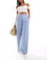 Фото #4 товара Pimkie linen blend tailored straight leg trousers in baby blue