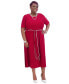 Women's Contrast-Trim Short-Sleeve Midi Dress Crimson/cr, S - фото #2