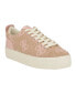 Beige, Pink Logo - Textile, Faux Leather