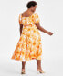 Plus Size Floral-Print Smocked Midi Dress, Created for Macy's