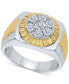 ფოტო #1 პროდუქტის Men's Diamond Two-Tone Cluster Ring (1/5 ct. t.w.) in Sterling Silver & 18k Gold-Plate