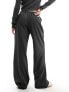 Фото #5 товара Monki drawstring straight leg trousers in dark grey melange