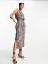 Фото #6 товара ASOS DESIGN floral geo embellished maxi dress with cold shoulder detail in mauve