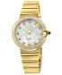 ფოტო #1 პროდუქტის Women's Sorrento Swiss Quartz Diamond Accents Ion Plating Gold-Tone Stainless Steel Bracelet Watch 32mm