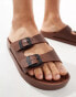 Фото #2 товара London Rebel X jelly buckle sliders in tan