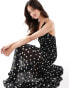 Mango cut out spot print maxi dress in black Черный, XS - EU 34 - фото #3