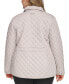 ფოტო #2 პროდუქტის Womens Plus Size Collared Quilted Coat