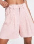 ASOS DESIGN Petite dad short with linen in pink