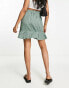 Фото #4 товара Only ruffle wrap mini skirt in green spot