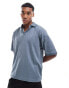 Фото #1 товара Selected Homme boxy fit jacquard polo in blue