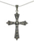 ფოტო #1 პროდუქტის Marcasite Cross 18" Pendant Necklace in Sterling Silver