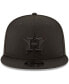Фото #4 товара Men's Black Houston Astros Black on Black 9FIFTY Team Snapback Adjustable Hat