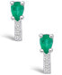 ფოტო #3 პროდუქტის Emerald (3/4 Ct. t.w.) and Diamond (1/8 Ct. t.w.) Stud Earrings
