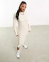 Фото #2 товара Threadbare Aubrey high neck ribbed midi jumper dress in oatmeal