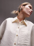 Topshop crop lightweight twill shirt in ivory 44 - фото #1