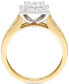 Фото #4 товара Diamond Princess & Round Square Halo Cluster Ring (1 ct. t.w.) in 14k Two-Tone Gold