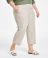 ფოტო #1 პროდუქტის Plus Size 100% Linen Cropped Pants, Created for Macy's