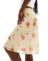 Daisy Street vintage rose print awkward length skirt in multi