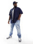 Polo Ralph Lauren Big & Tall icon logo short sleeve seersucker shirt classic oversized fit in navy