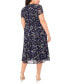 ფოტო #2 პროდუქტის Plus Size Printed Split-Neck Pintuck Midi Dress