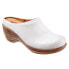 Softwalk Madison S2056-100 Womens White Narrow Leather Clog Flats Shoes