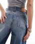 Фото #6 товара Weekday Rail mid waist loose fit straight leg jeans in jackpot blue